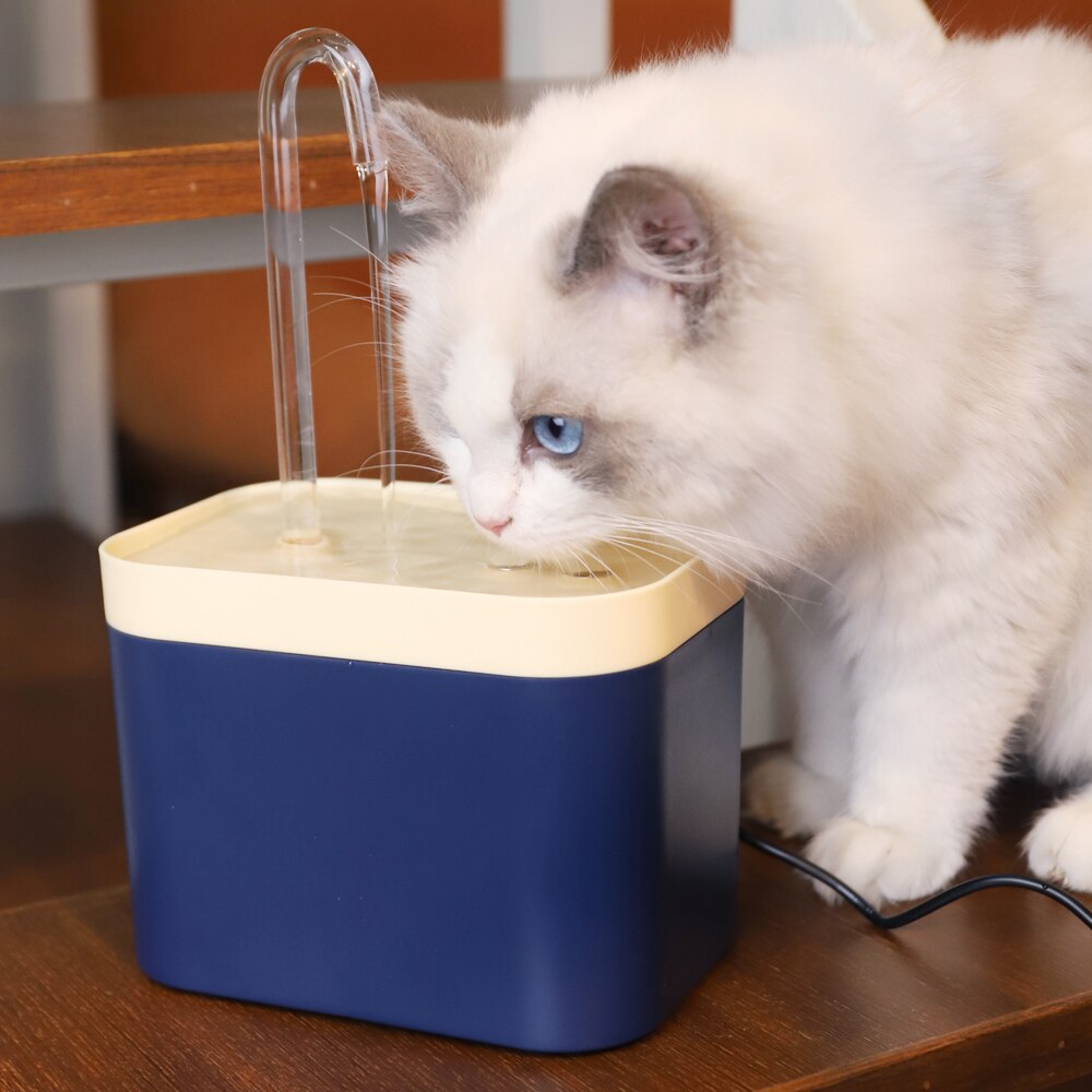 1.5 L Automatic Cat Water Dispenser Feeding with Filter Sponge Transparent Swan Neck Water Outlet Flowing Fountain Drinking Bowl