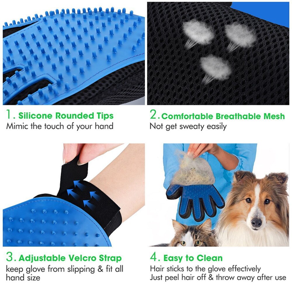 Cat Grooming Glove for Cats Wool Gloves Pet Hair Brush Comb Glove Pet Dog Cleaning Massage Glove Hair Remover Brush