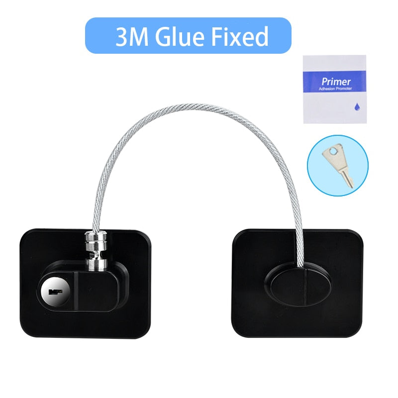 Child Safety Lock Cabinet Refrigerator Door Lock Stainless Steel Cable Protection Children Baby Home Window Lock Strong Fixation