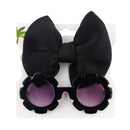 1Set Children Baby Girls Sunglasses Hair Band Set Solid Color Cartoon Glasses Knot Bow Headband Photo Props Gifts