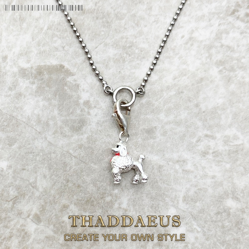 Charm Necklace Poodle Dog Spring Fine Jewelry Europe Solid 925 Sterling Silver Cute Gift For Women Girls