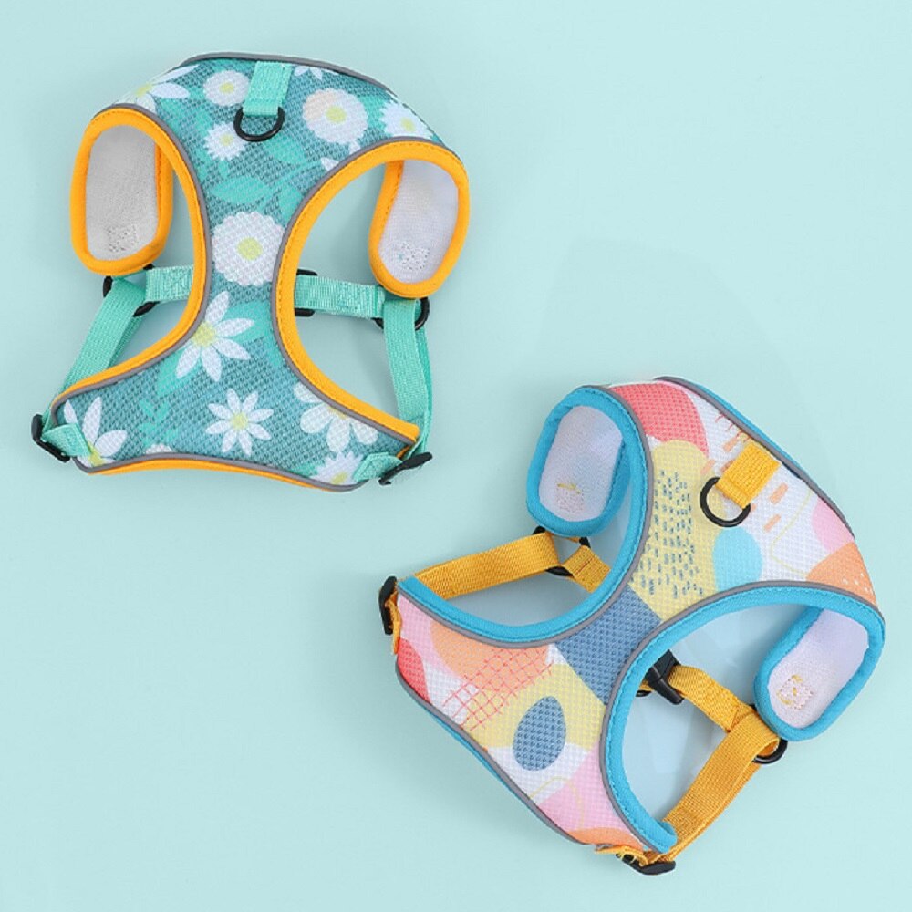Dog Harness with 1.2m Traction Leash Set Adjustable Mesh Breathable Vest Type Chest Strap Puppy Colorful Doodle for Medium Dogs - anconmall