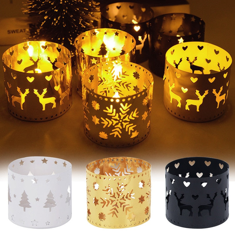 Christmas Iron Hollow Candle Holder Merry Christmas Decorations For Home Table Ornaments Noel Navidad Natal New Year Gifts 2023