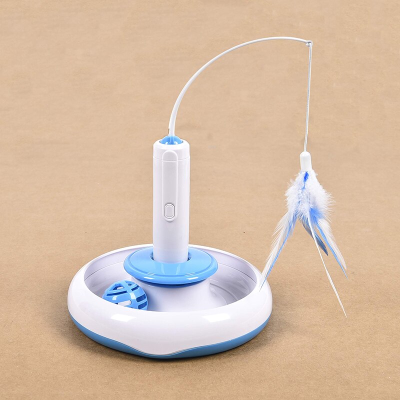 2 In 1 Electric Cat Stick and Tracks Toy  Automatic Rotating Interactive Cats Toys Tracks Ball Turntable Pet Kitten Funny Sticks