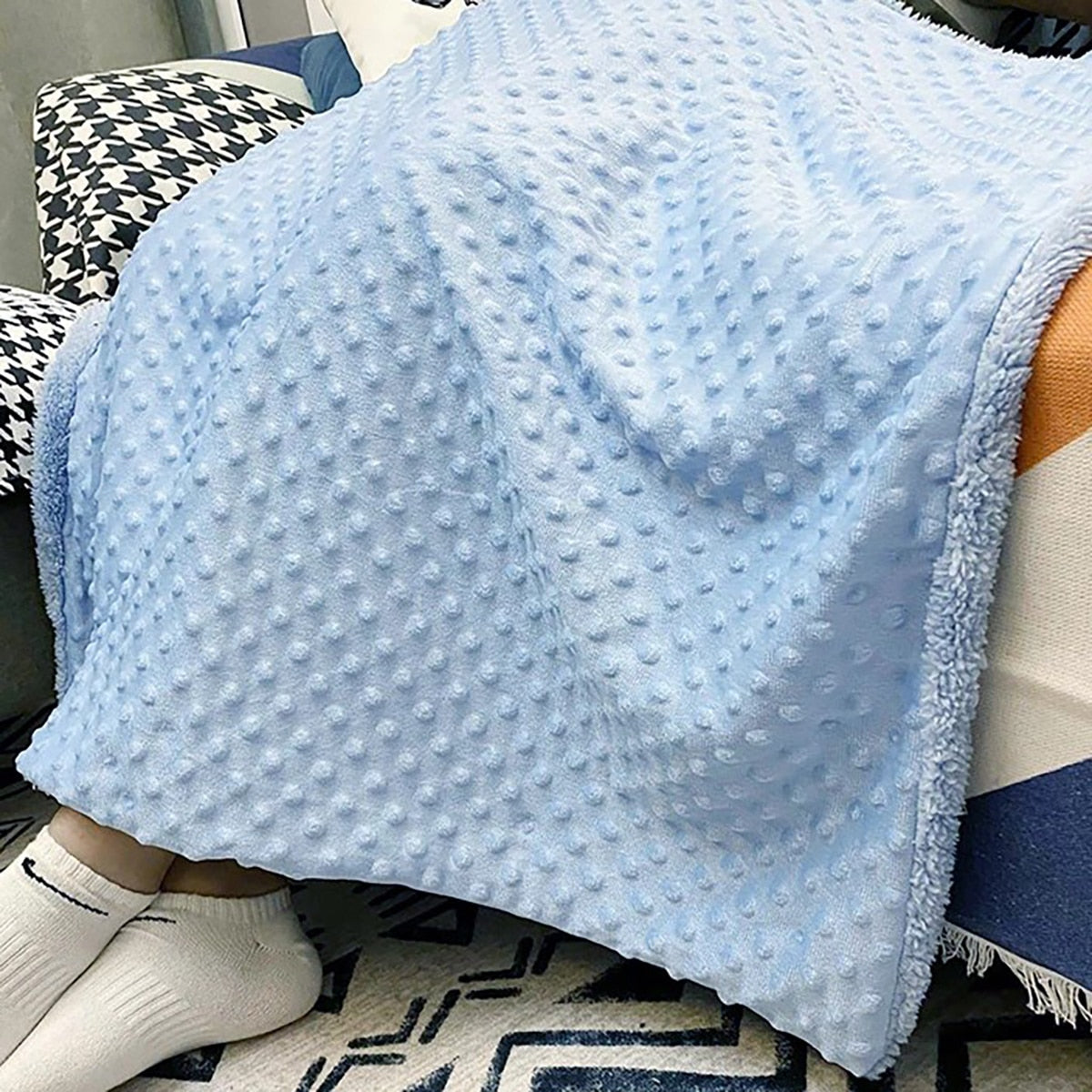 hibobi Baby Blanket Soft Fleece Thick Cotton Polyester Bath Towel Wrap Cover Solid Color Bedding for Infant Newborn Boys Girls