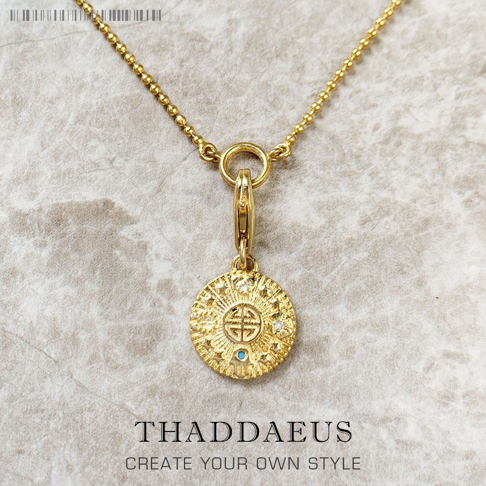 Charm Necklace Lucky Coin Winter New Fine Jewelry Europe 925 Sterling Silver Gift For Women Men