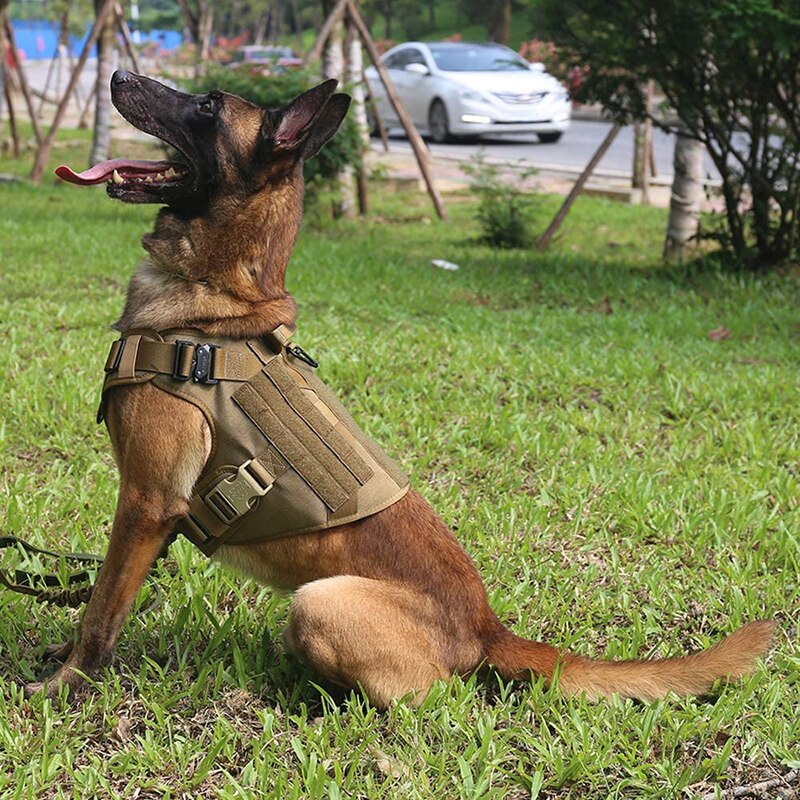 Tactical Dog Harness with 2X Metal Buckle Working Dog MOLLE Vest with Handle Front Clip Dogs Pet Military Adjustable Harness