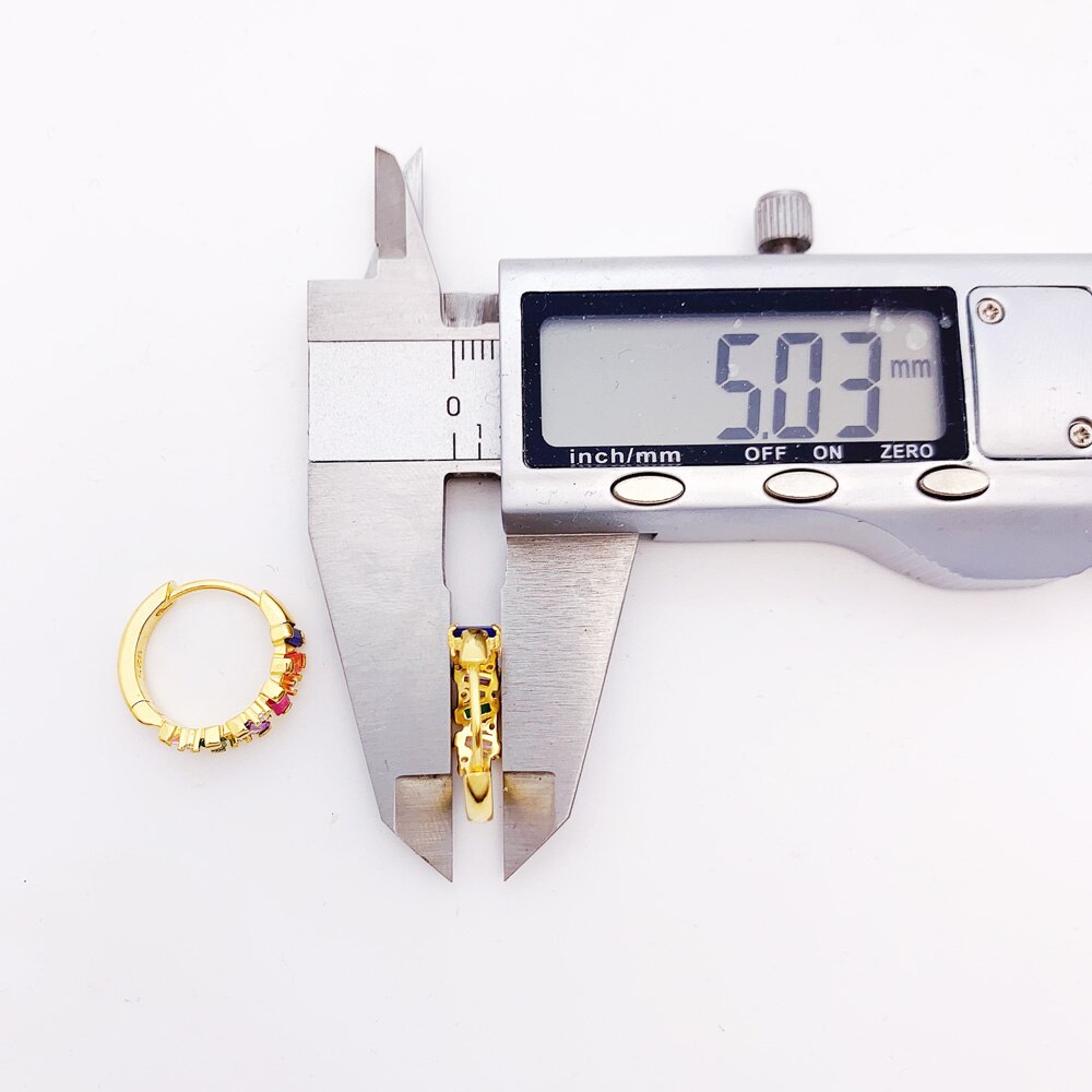 Hoop Earring Golden Colourful Stones Europe Style Glam Fine Jewerly For Women New Bohemia Gift In 925 Sterling Silver