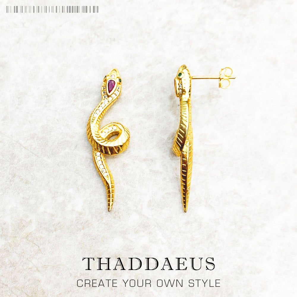 Drop Earrings Beauty Curved Shape Snake Gold Good Fine Jewelry For Women,Summer Brand New Bohemia Gift 925 Sterling Silver