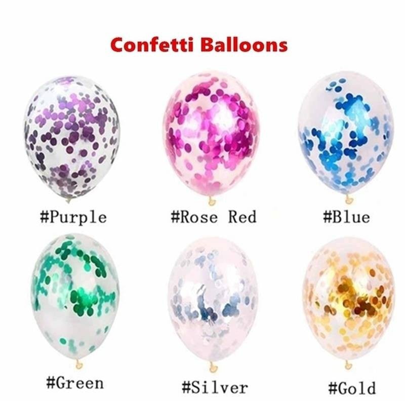 10pcs 12 Inch Metallic Colors Latex Balloons Confetti Inflatable Air Balloons for Birthday Wedding Balloons Decorate Supplies - anconmall