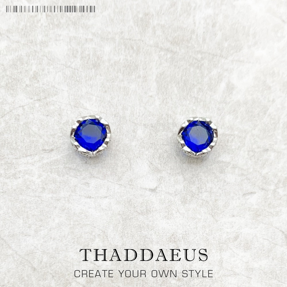 Stud Earrings Dark Blue Lotus Europe Style Glam Fine Jewerly For Women Gift In 925 Sterling Silver