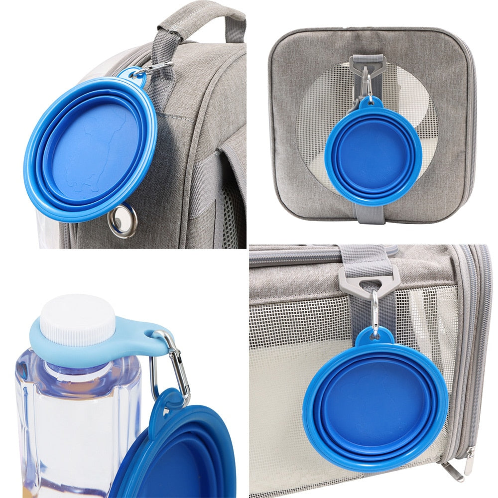 Pet Dog Cat Feeding Water Folding Dog Pet Folding Silicone Bowl Outdoor Travel Portable Puppy Food Container Feeder Dish Bowl - anconmall
