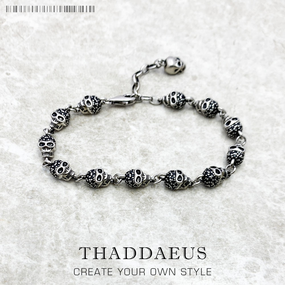 Bracelet Black Stone Skulls Punk Jewelry Link Chain Gift For Women Men