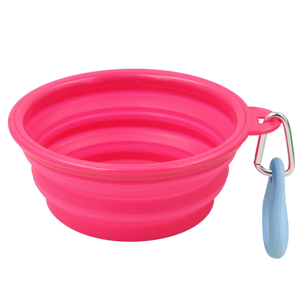 Pet Dog Cat Feeding Water Folding Dog Pet Folding Silicone Bowl Outdoor Travel Portable Puppy Food Container Feeder Dish Bowl - anconmall