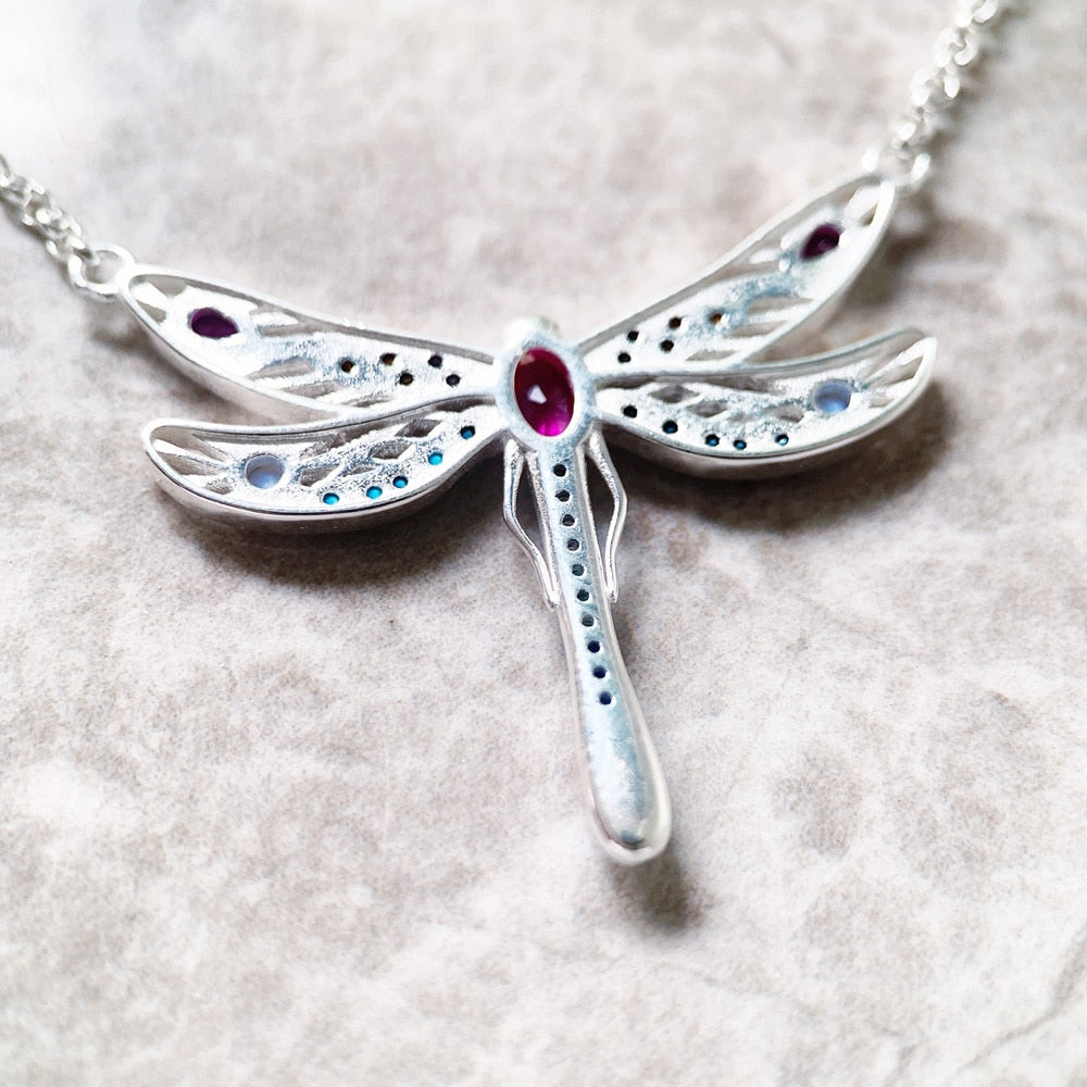 Necklace Playful Dragonfly New Link Chain Creative Fine Jewelry Europe 925 Stering Silver Bohemia Gift For Women