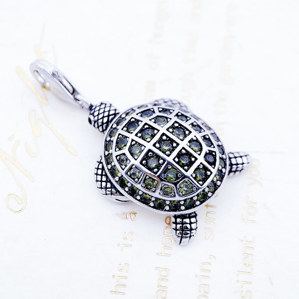 Pendant Green Turtle Large Brand New Fashion Jewelry Europe 925 Silver Sterling Accessories Gift For Woman Men