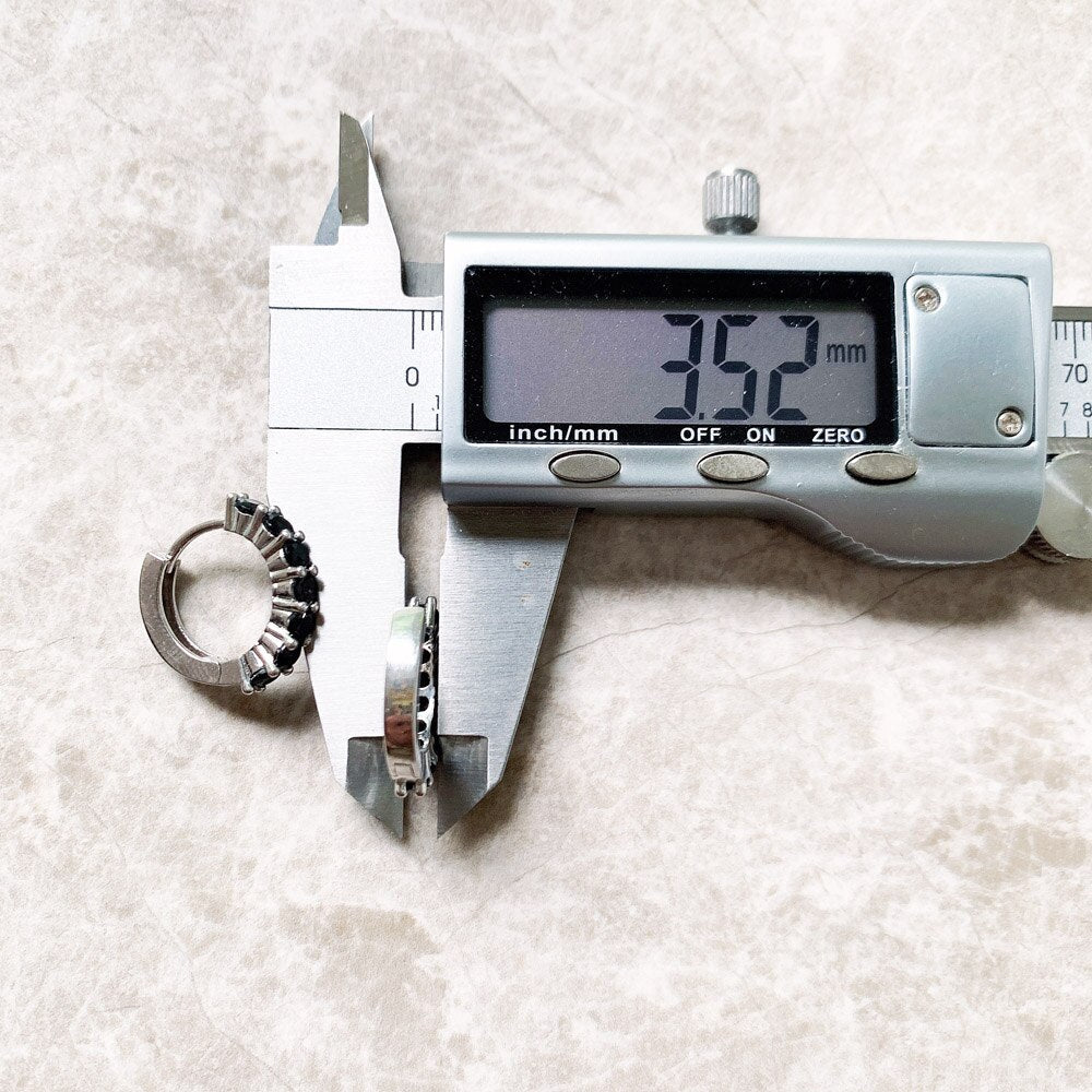 Creole Black CZ Hinged Hoop Earrings Gift In 925 Sterling Silver Europe Style Glam Trendy Fine Jewerly For Women