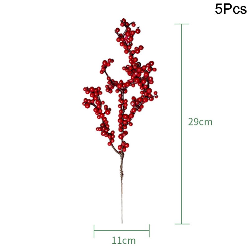5Pcs Artificial Red Christmas Berries Pine Cone Branches For Christmas Home DIY Wreath Decorations Xmas Tree Ornaments Noel 2023
