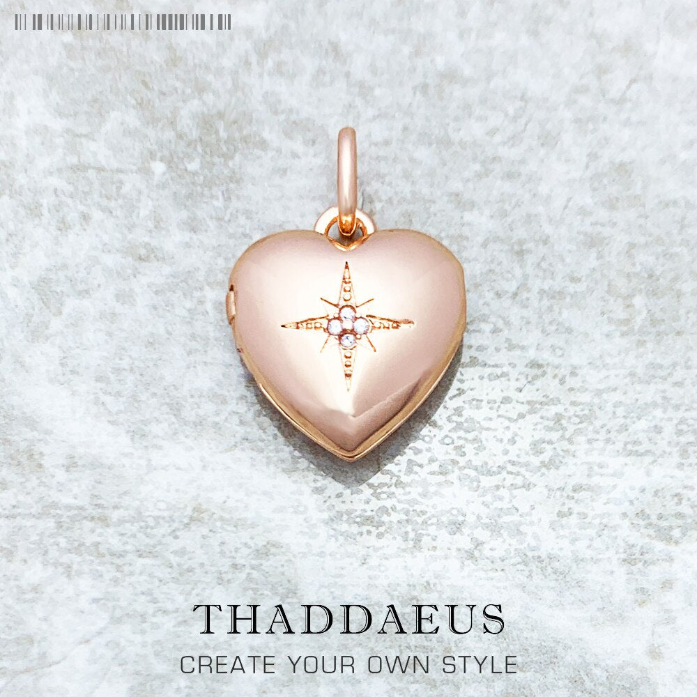 Heart Locket with Star Pendant New Fine Jewelry Europe Accessories 925 Sterling Silver Romantic Gift For Women