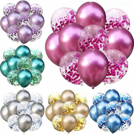 10pcs 12 Inch Metallic Colors Latex Balloons Confetti Inflatable Air Balloons for Birthday Wedding Balloons Decorate Supplies - anconmall