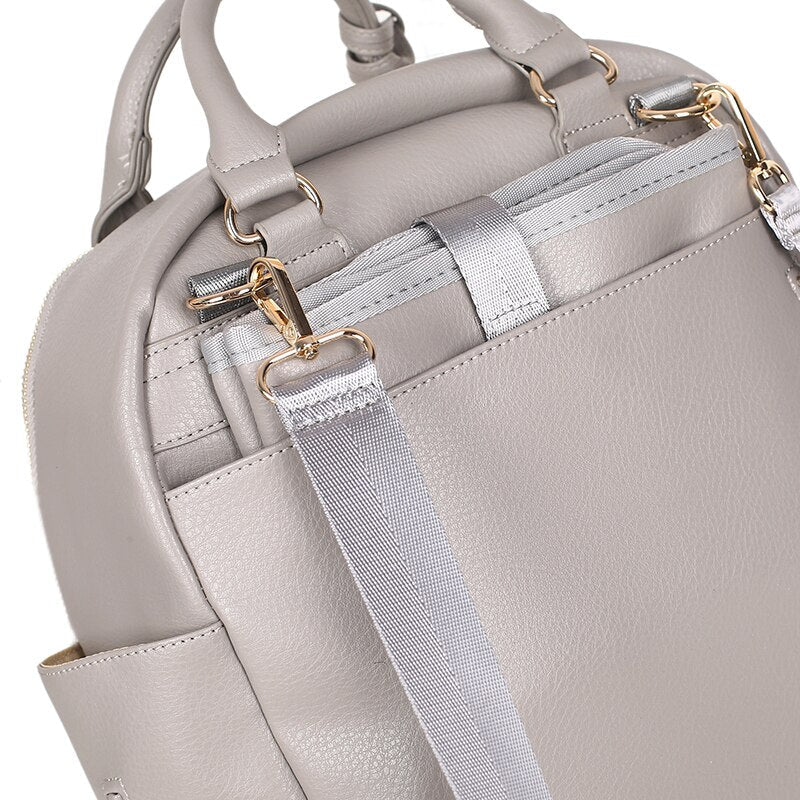 New PU leather Diaper Bag with Pacifier Bag Large Capacity Waterproof Travelling Nappy Changing Bag Stroller Bag for Newborn