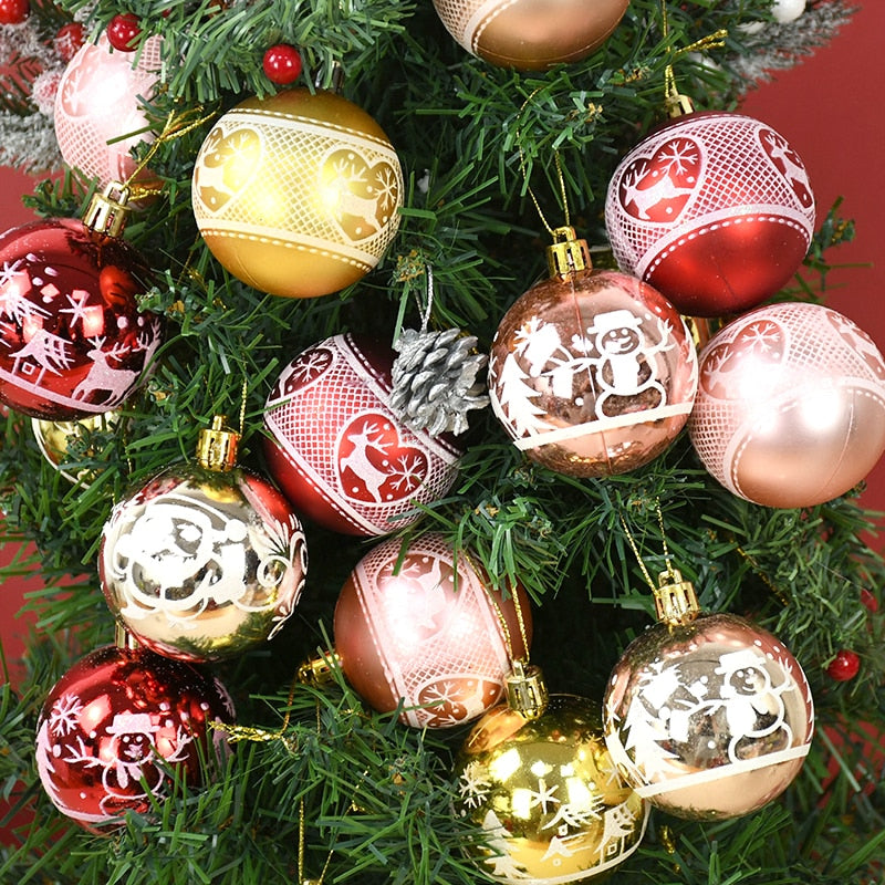 9Pcs 6cm Christmas Tree Balls Hanging Bauble Ornaments Pendant Christmas Decorations for Home New Year Gift Box Navidad Natal