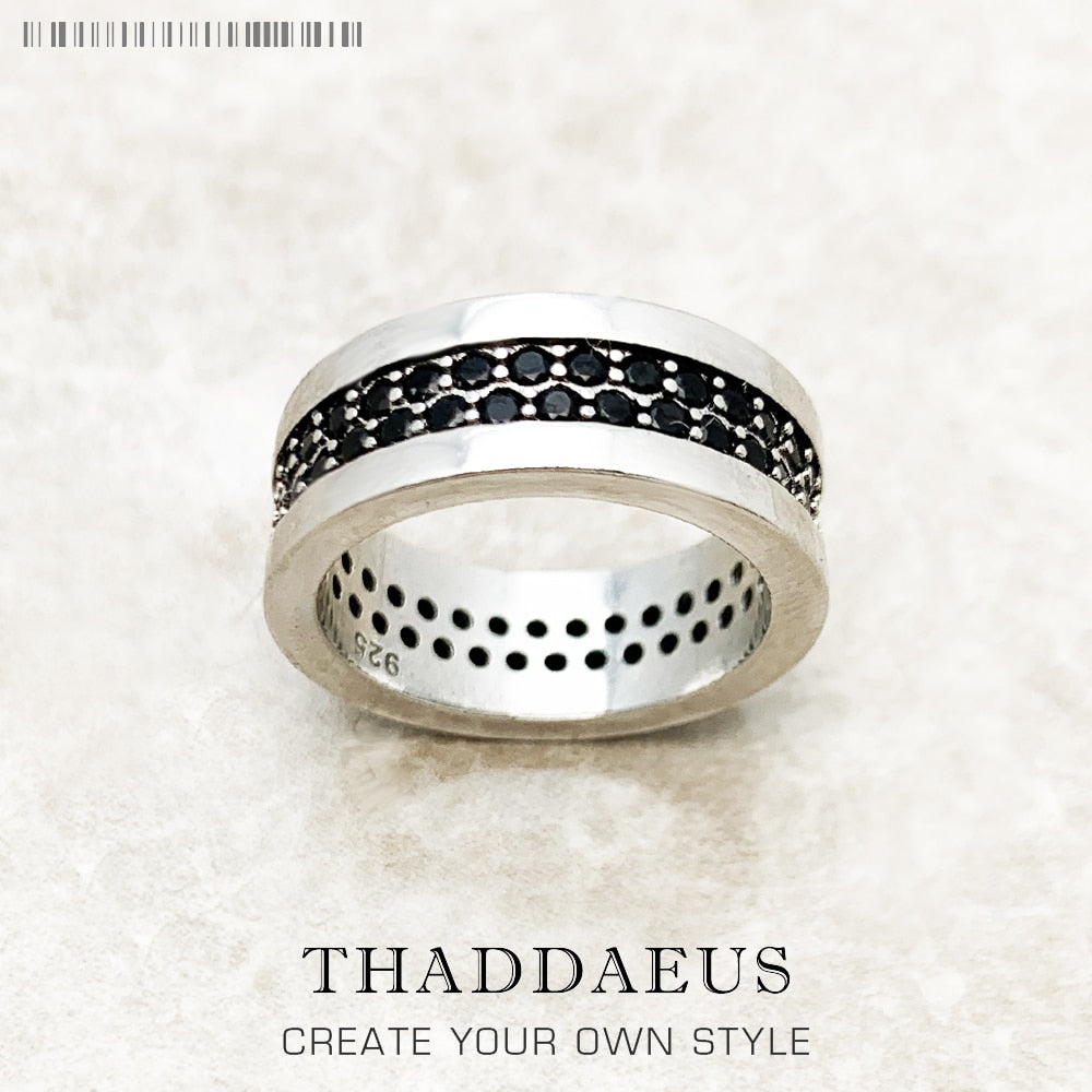 Classic Black Zirconia Band Ring,Europe Style Jewelry Fine Jewerly For Men & Women Gift In 925 Sterling Silver,Super Deals