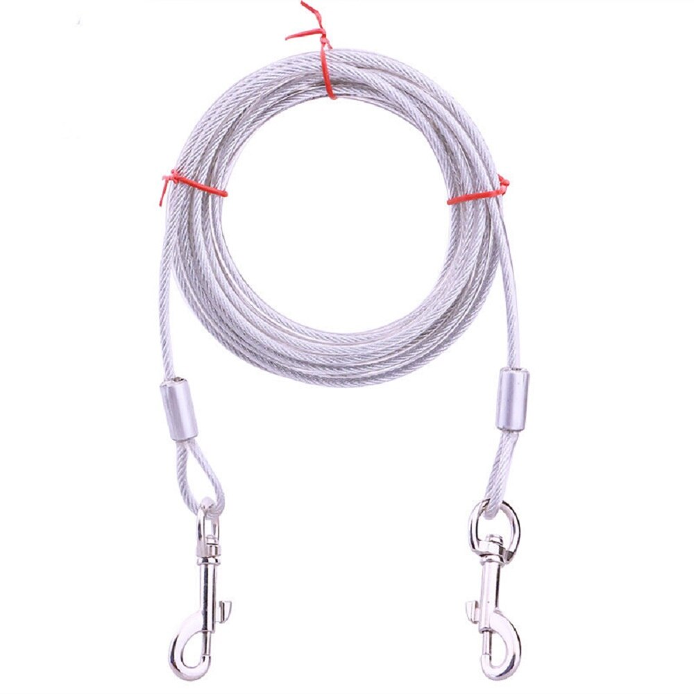 3/5/10m Double Hook Anti-Bite Steel Cable for Dogs Rope Diameter 5 mm Covered with PVC Film Rust-Resistant Trolley Tie-Out Cable - anconmall