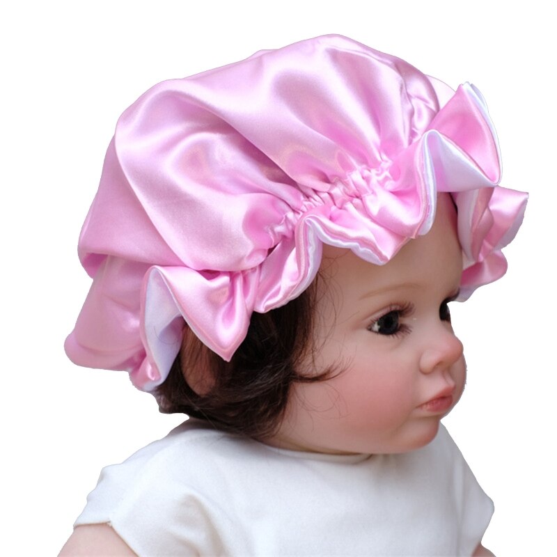 1 Pc Kids Satin Hat Elastic Flower Blossom Baby Sleeping Hair Accessory for Toddler Child Baby Face Washing Shower