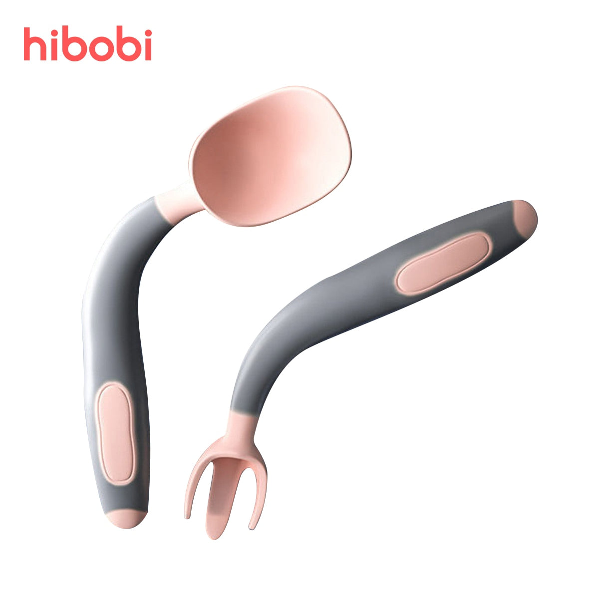 hibobi Spoon Fork 2Pcs for Baby PP Utensils Set Soft Feeding Bendable Kids Infant Toddler Eat Auxiliary Training Tableware