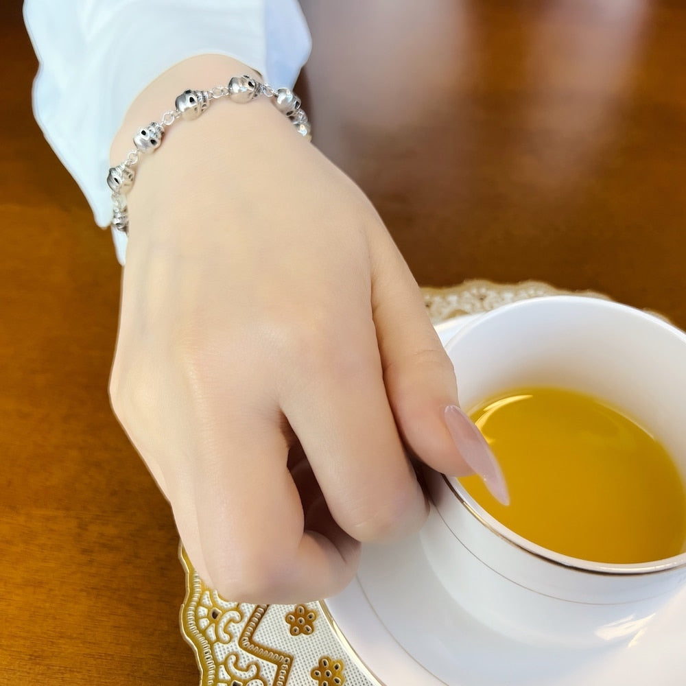 Skulls Link Chain Bracelets Punk 925 Sterling Silver Fashion Rebel Street Jewelry Europe Gift For Men Women