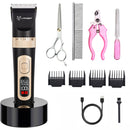 Professional Pet Dog Grooming Hair Clipper 4-Speed Quiet Electric Trimmer Pet Haircut Rechargeable Stand Base Cordless Kit - anconmall