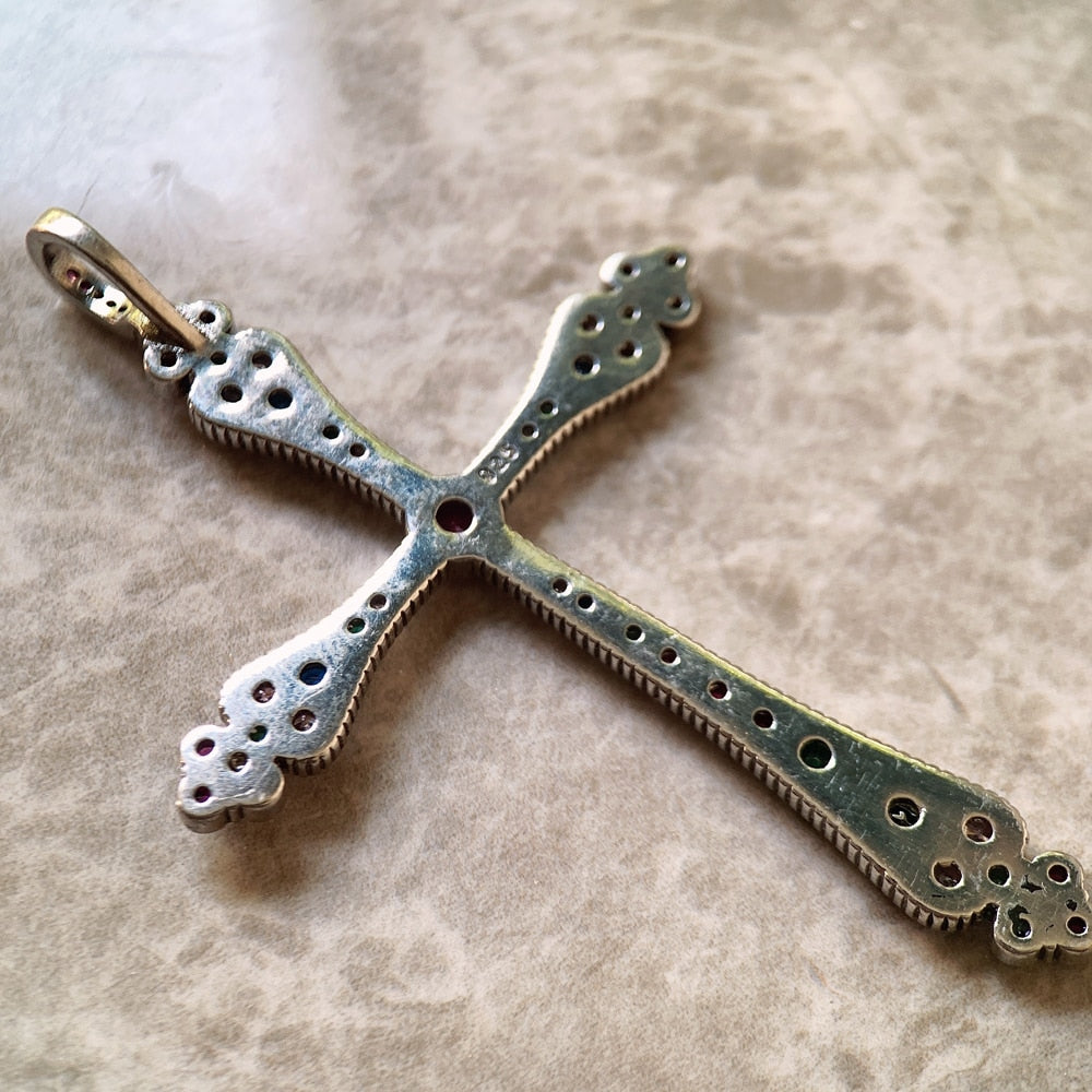 Pendants Royalty Cross Colorful New Victorian Jewelry Bohemia 925 Sterling Silver Accessories Gift For Women