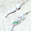 Drop Earrings Feather Fine Jewelry For Women,Autumn Brand New Colourful 925 Sterling Silver Gift