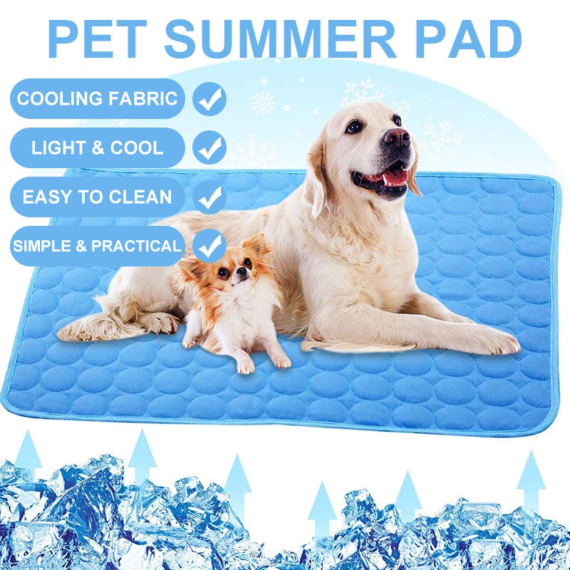 Pet Lightweight Soft Cooling Fabric Mat Comfortable Foldable Summer Stay Cool Bed Pad for Dog Cat Sofa Blanket Machine Washable