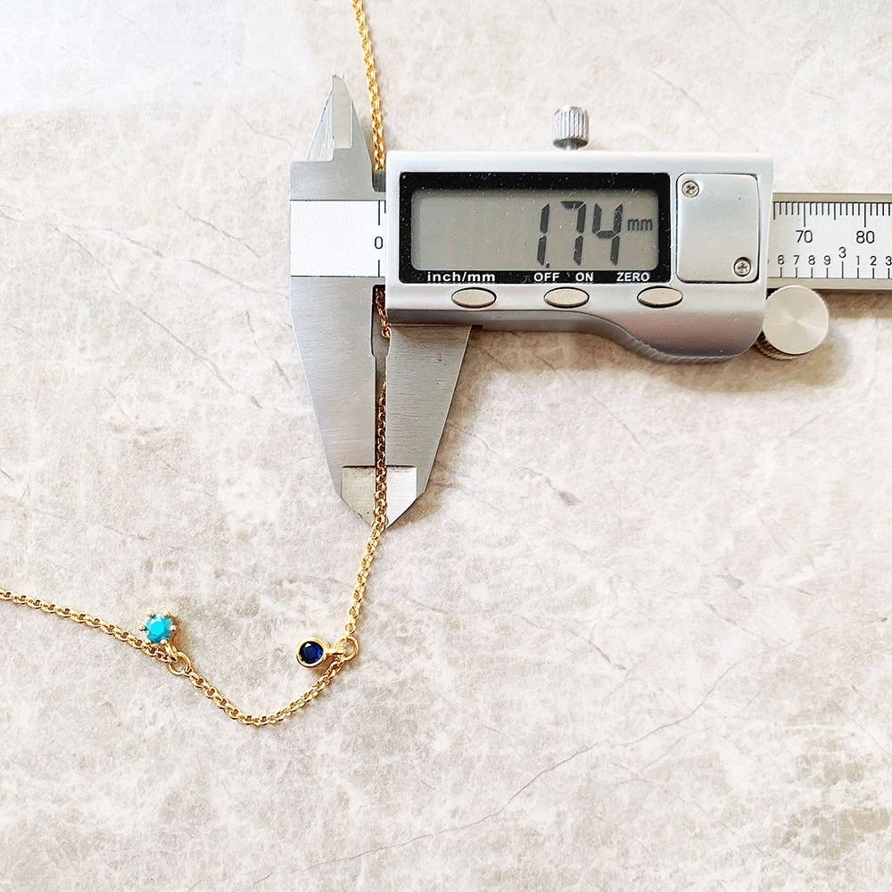 Colourful Stones Golden Necklace Link Chain Fine Jewelry Europe 925 Stering Silver 2022 Brand New Bohemia Gift For Women