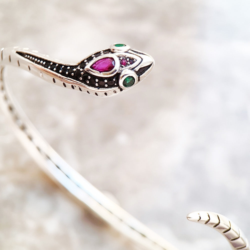 Bangles Snake Europe Style Fine Jewelry For Women Spring Brand New Bohemia Gift In Blackened 925 Sterling Silver