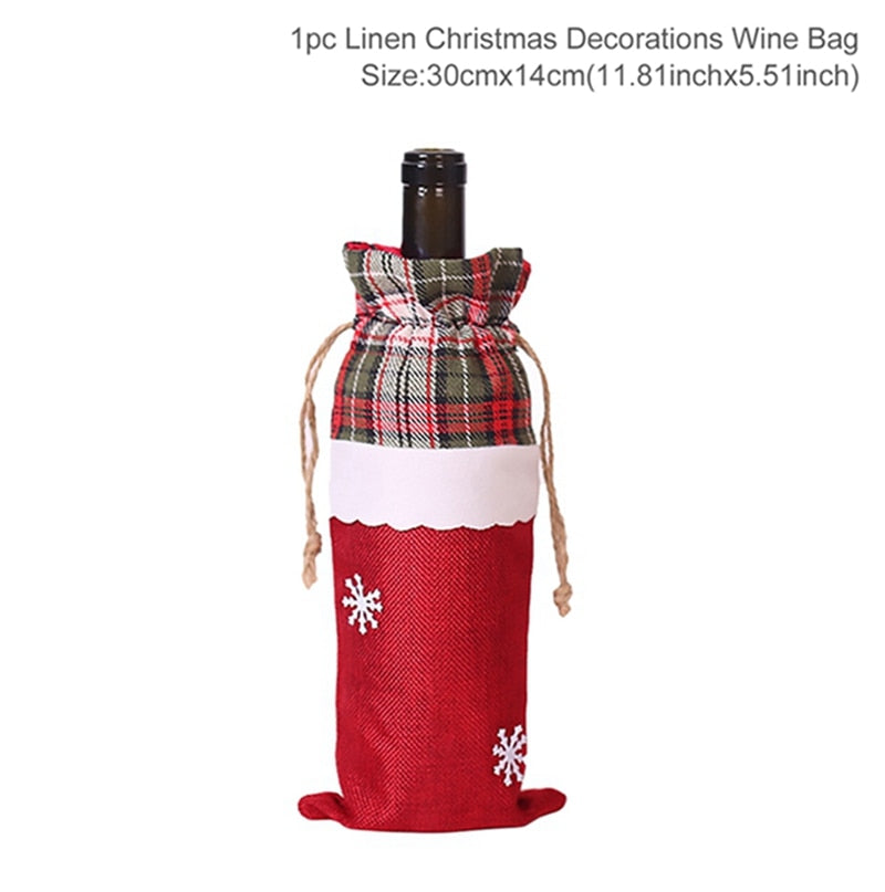 Christmas Bottle Cover Merry Christmas Decorations for Home 2022 Christmas Ornaments Navidad Noel Xmas Gift Happy New Year 2023