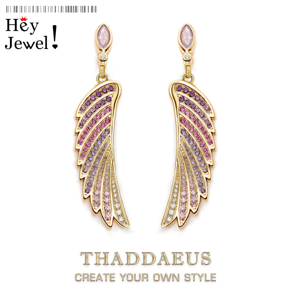 Earrings Gold-Coloured Hummingbird Wing Jewelry For Women New Statements Gift In Pure Sterling Silver 925