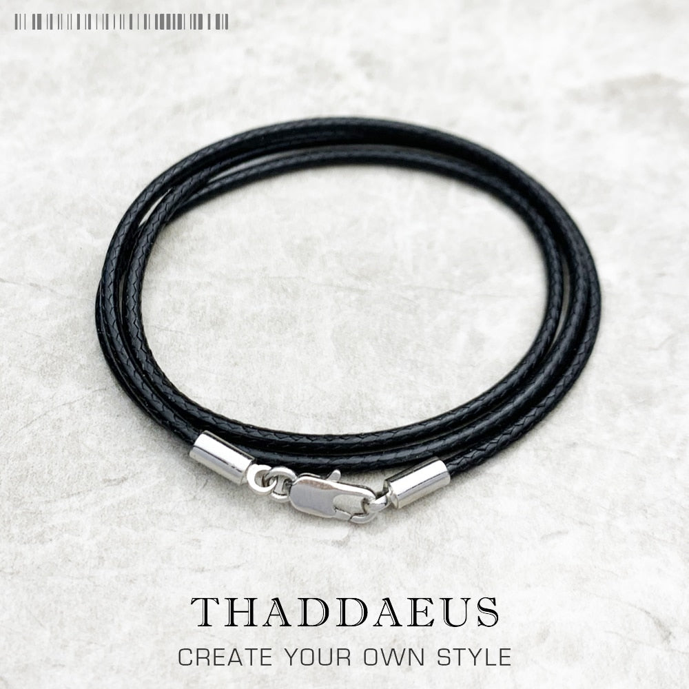 Wax Rope Black Ribbon Necklace Brand New Strand Fashion Jewelry Europe Style 925 Sterling Silver Gift For Men Women