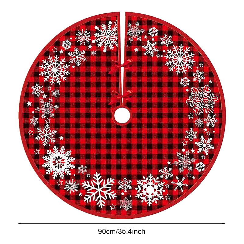 90cm Christmas Tree Skirt Santa Claus Snowflake Xmas Tree Carpet Ornament Merry Christmas Decoration For Home Noel New Year 2023