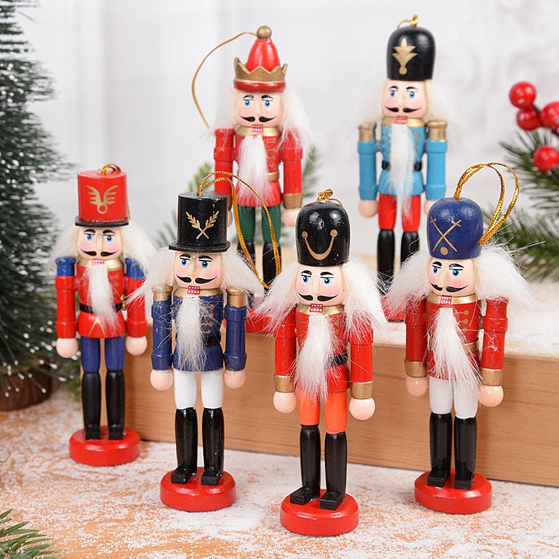 6pcs/box Christmas Nutcracker Soldier Wooden Ornaments Xmas Tree Hanging Pendants Doll Kids New Year Gift Natal Home Decorations