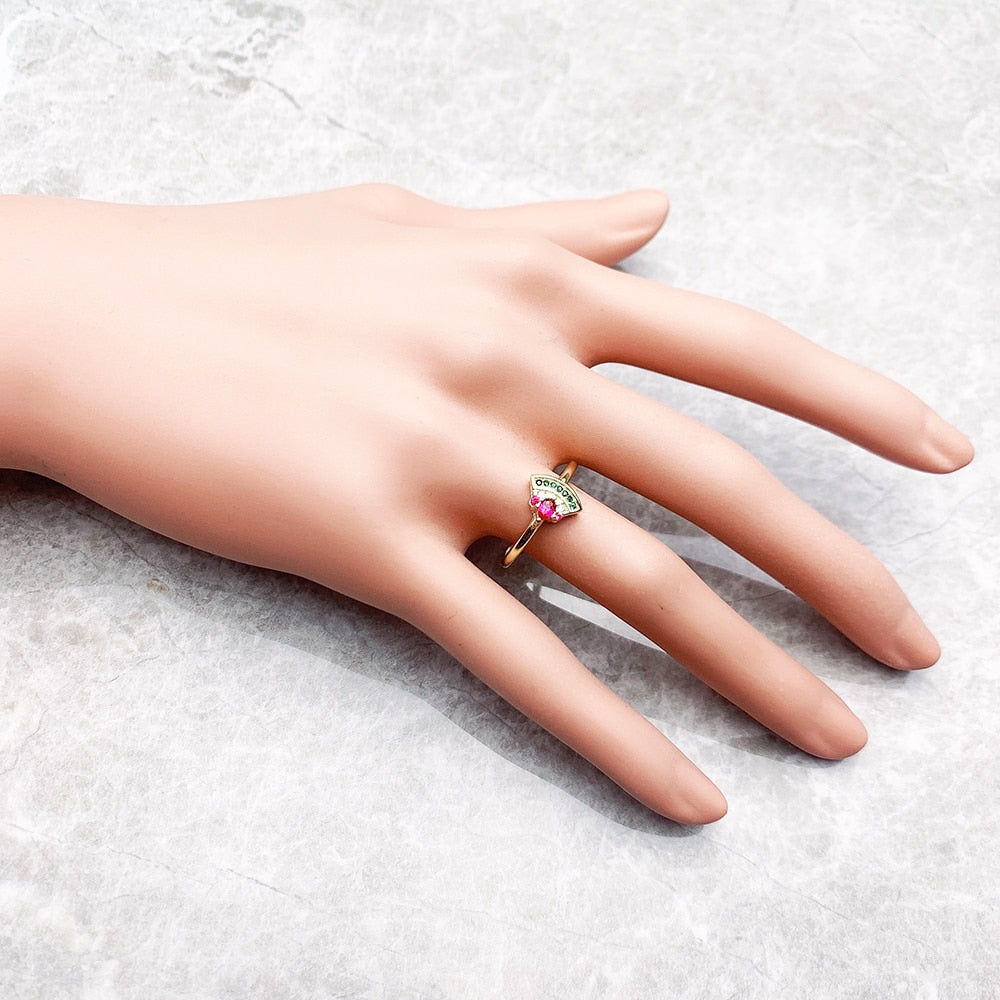 Ring Watermelon Golden 2022 New Europe Style Glam Fine Jewerly For Women Sweet And Stylish Gift In 925 Sterling Silver