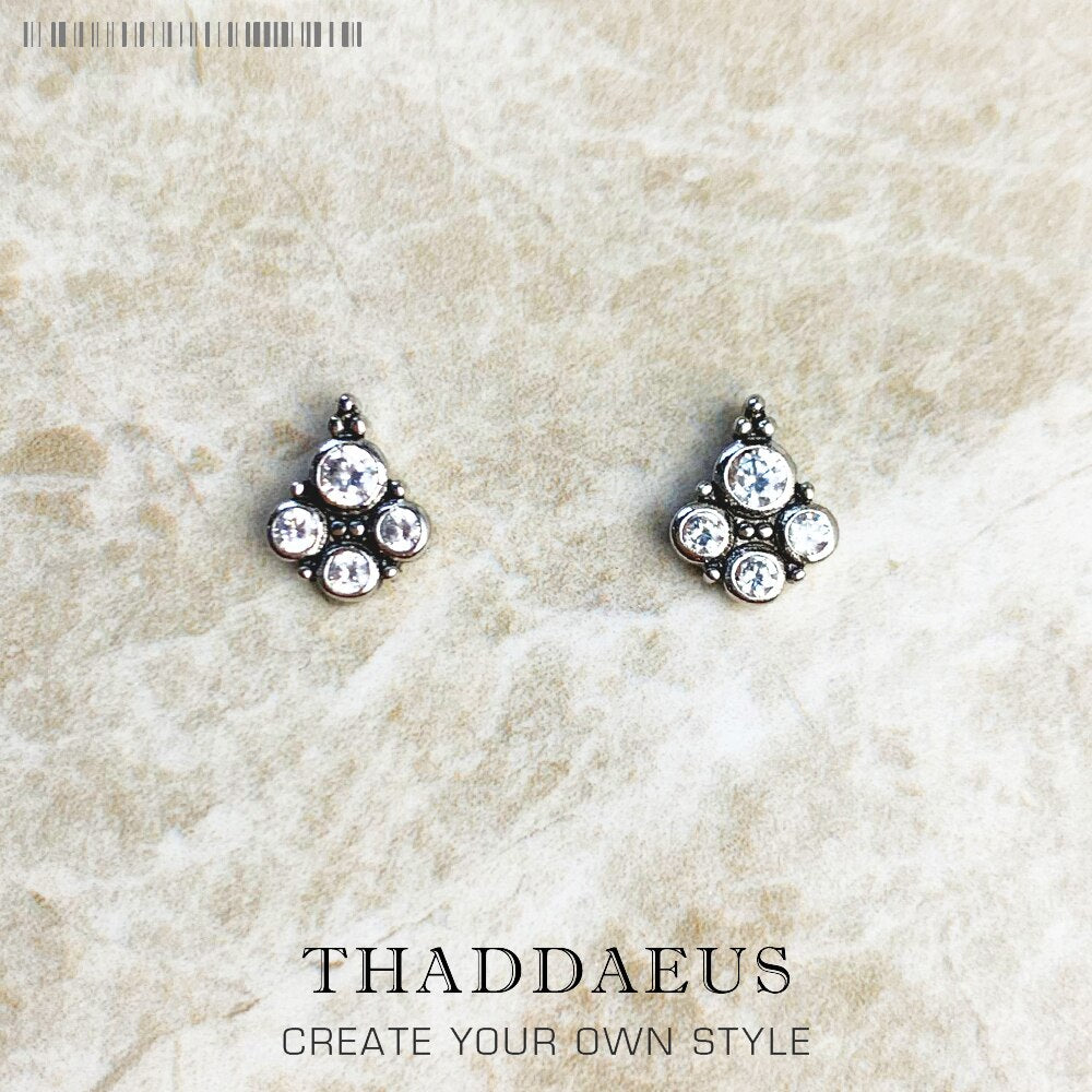 Royalty Colourful Stones Stud Earrings Europe Style Fashion Jewerly For Women Girls Gift In 925 Sterling Silver