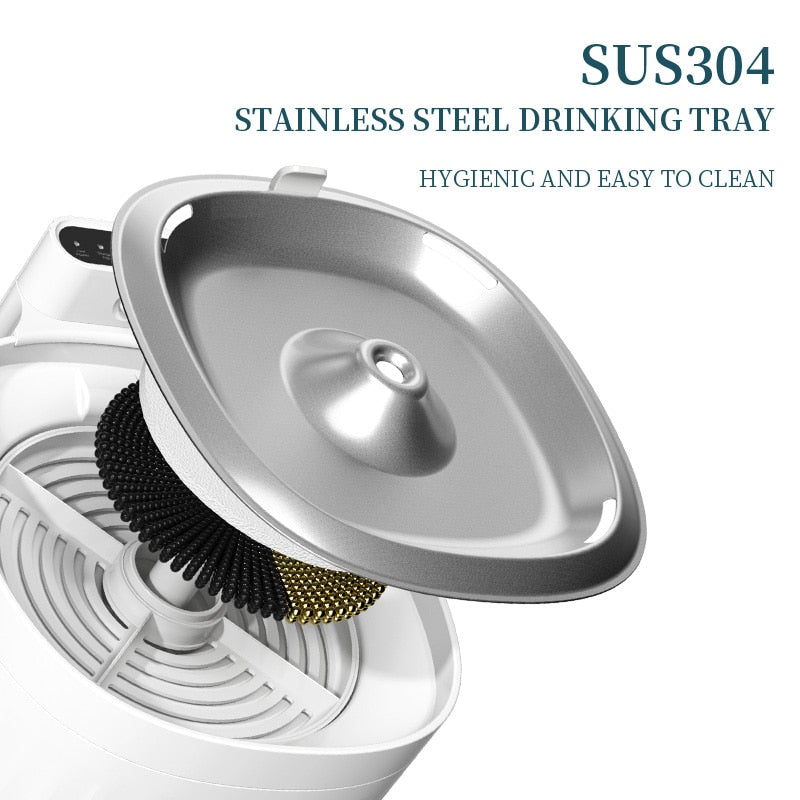 2L Cat Dog Silent Drinker Activated Carbon Filter USB Battery Dual Power with Motion Sensor Automatic Pet Water Dispenser Bowl