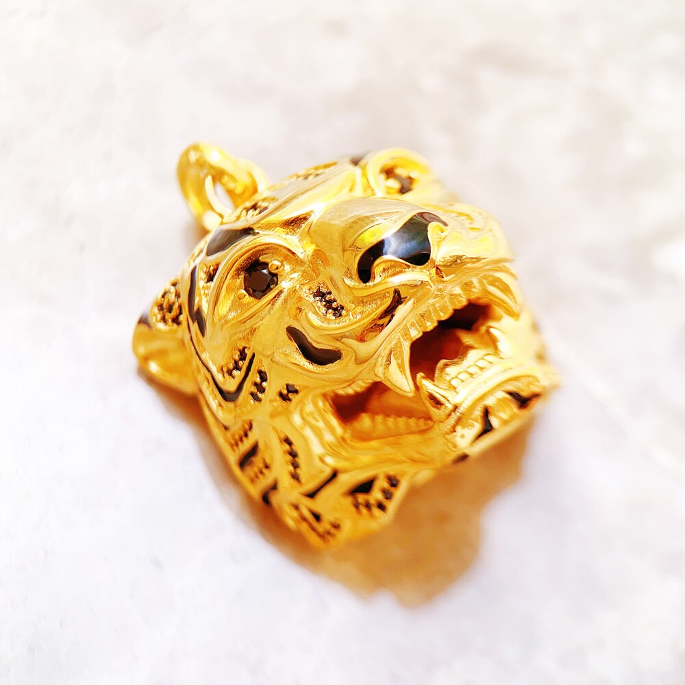 Pendant Golden Tiger Brand New Fine Jewelry 925 Sterling Silver Punk Accessories Rebel Gift For Women Men