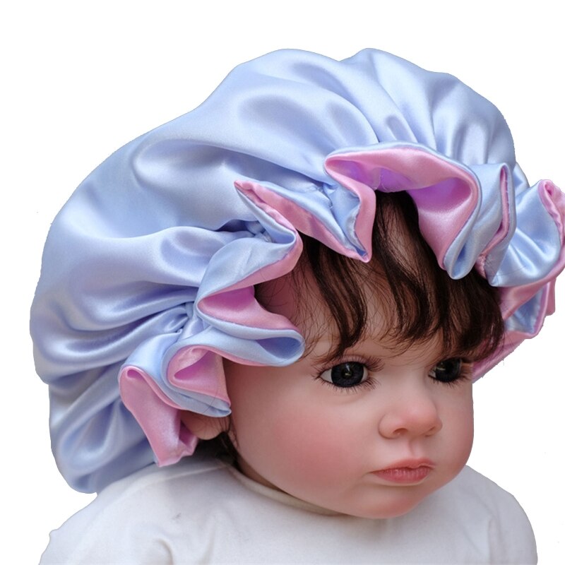 1 Pc Kids Satin Hat Elastic Flower Blossom Baby Sleeping Hair Accessory for Toddler Child Baby Face Washing Shower