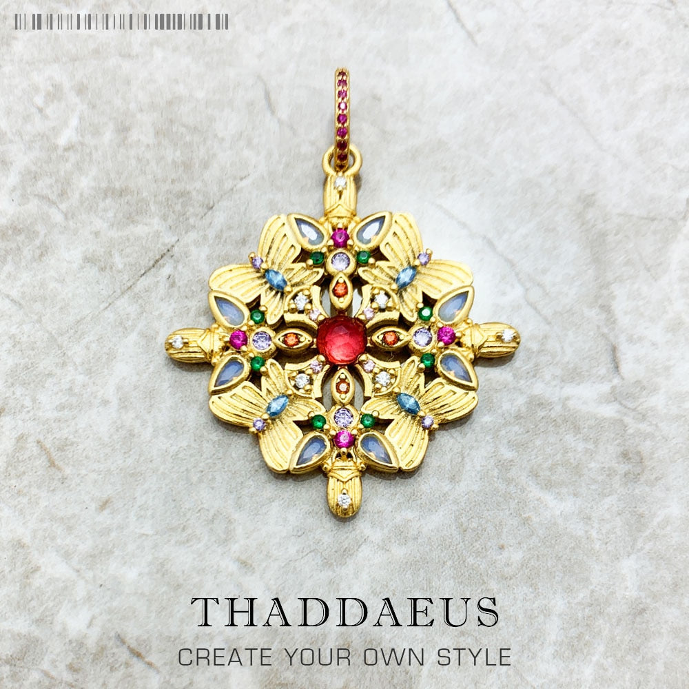 Pendant Amulet Kaleidoscope Butterfly Golden,2022 Summer Brand New Jewelry Europe 925 Sterling Silver Bohemia Gift For Woman