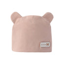 Newborn Baby Cute Bear Ears Beanie Letters Label Infant Toddler Solid Color Cotton Elastic Hospital Hat 0-6 Months