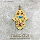 Pendant Hand of Fatima,Summer New Golden Jewelry Bohemia 925 Sterling Silver Turquoise Accessories Protection Gift For Women Men